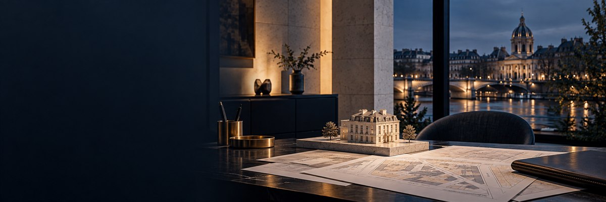 Dossier foncier et maquette immobilière dans un cabinet de conseil