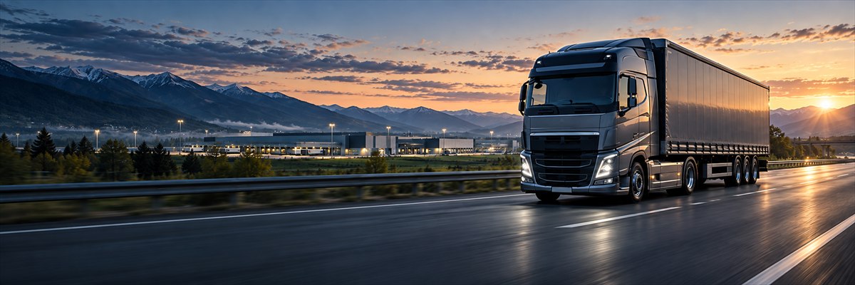 Camions et entrepôt logistique